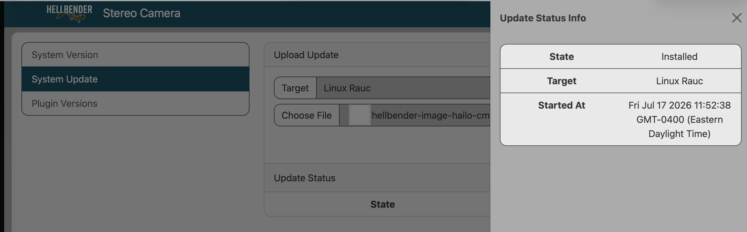 Stereo Camera Updater - Installed