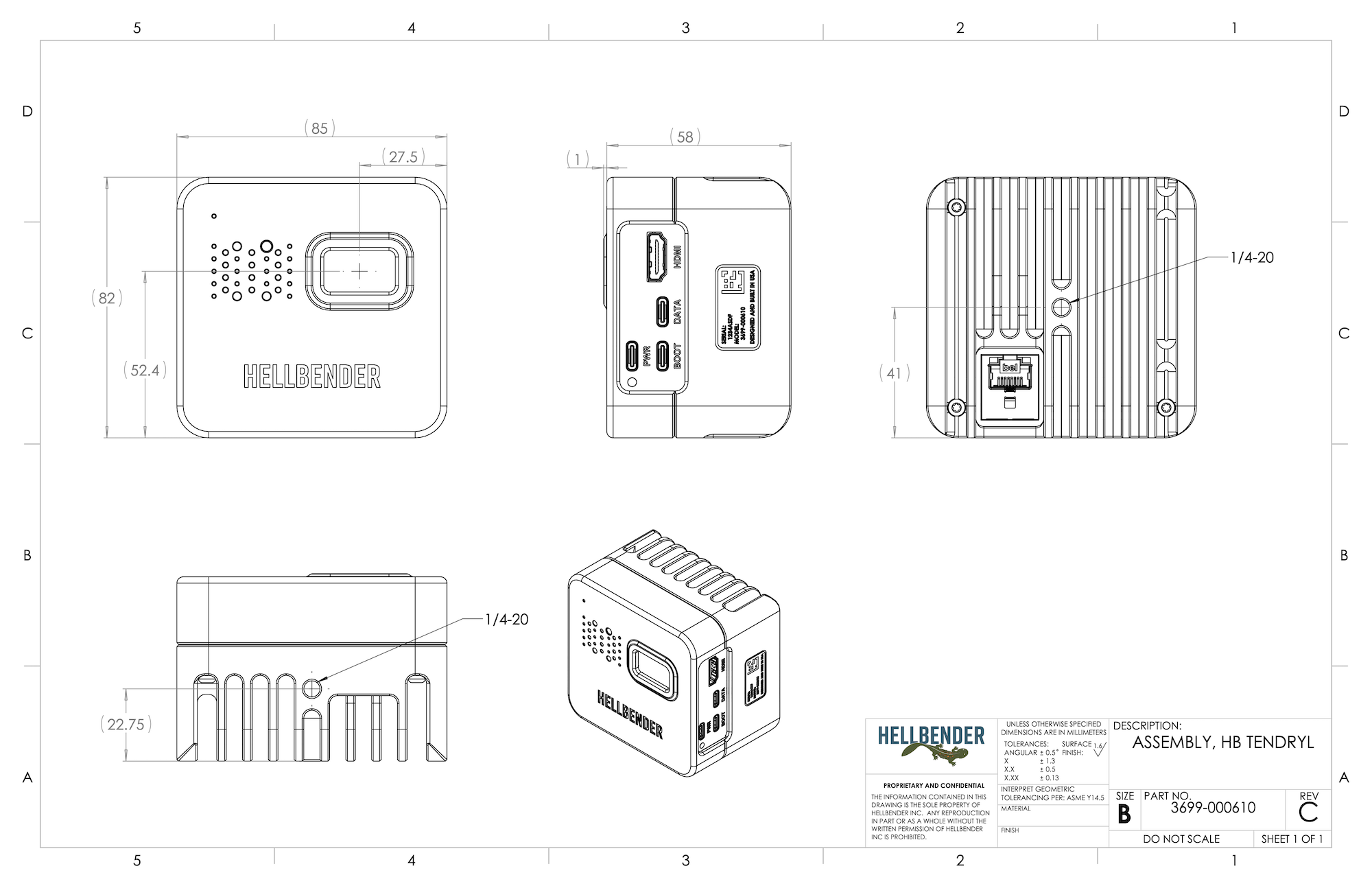 Tendryl Camera Dimensions
